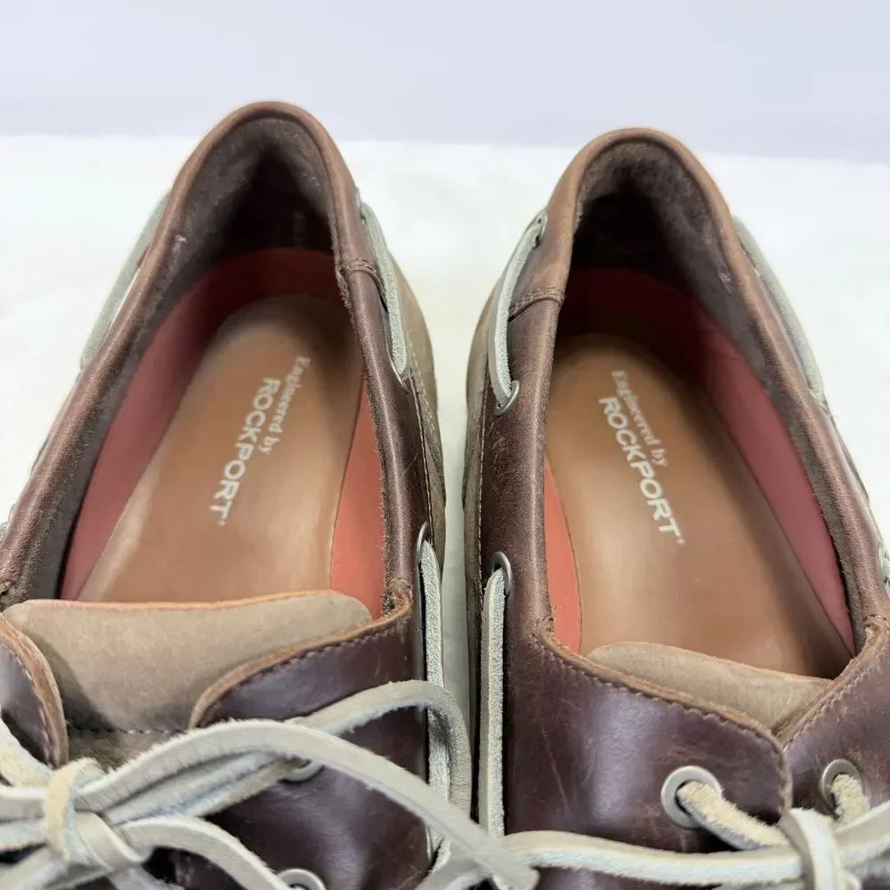 Rockport Authentic Original Men’s Two-Tone Leather Boat Shoes Size 14